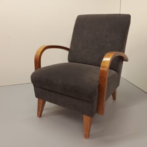 Nojatuoli, puiset käsinojat, tummanharmaa