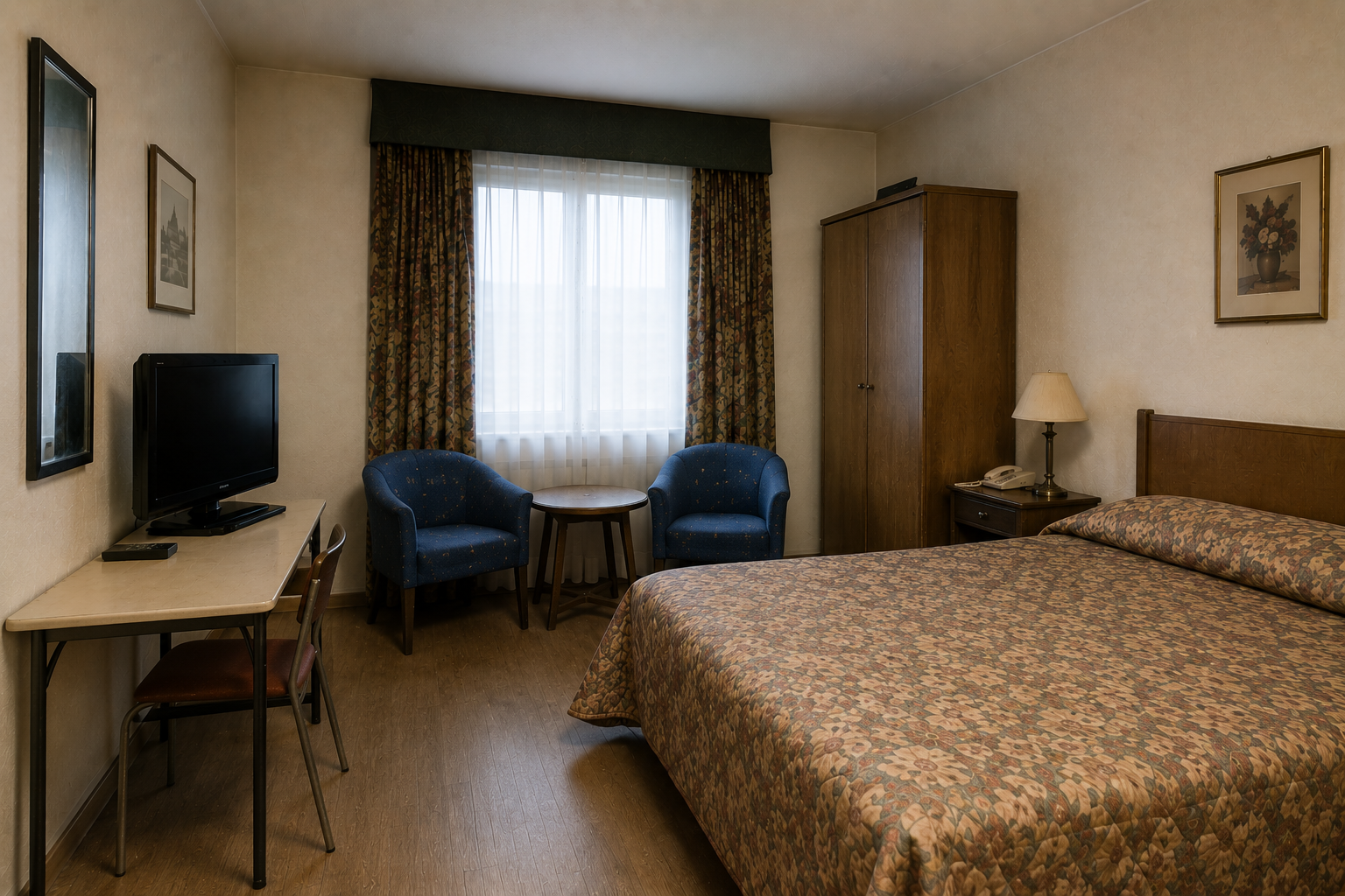 Hotellihuone ennen kalusteuudistusta